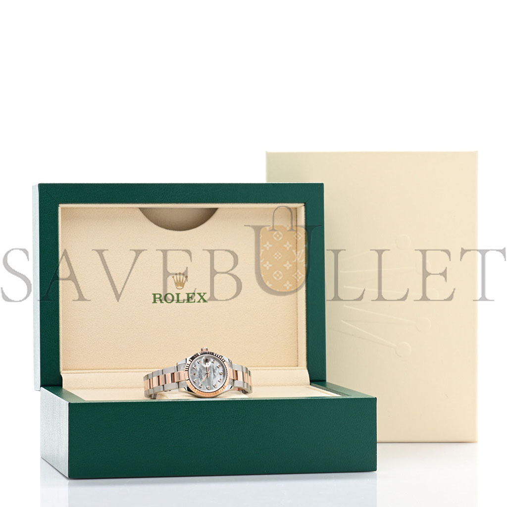 R*l*x stainless steel 18k everose gold diamond mother of pearl 28mm oyster perpetual datejust watch 279171