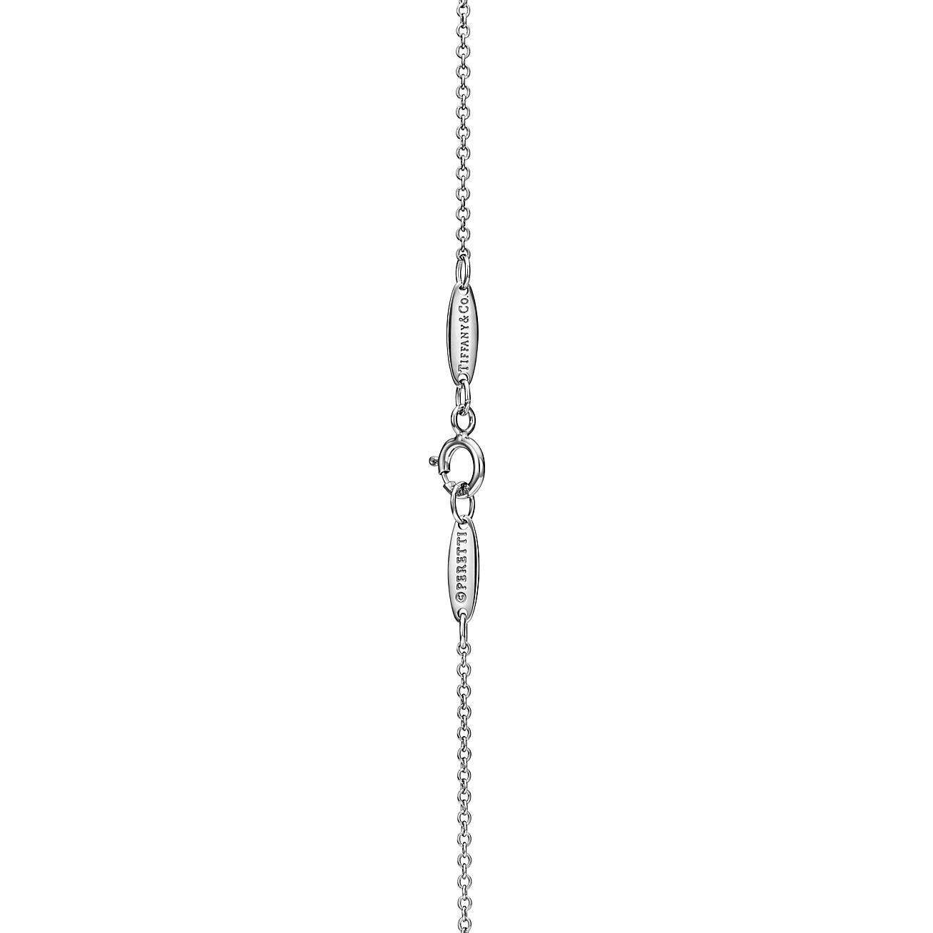 T*f*ny elsa peretti® open heart pendant in platinum with sapphires, 16 mm