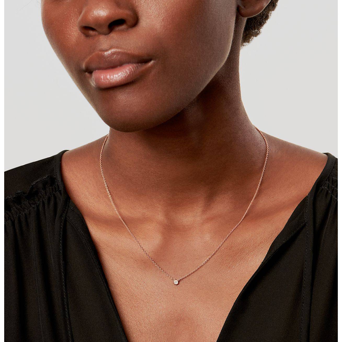 T*f*ny elsa peretti® diamonds by the yard® single diamond pendant in rose gold