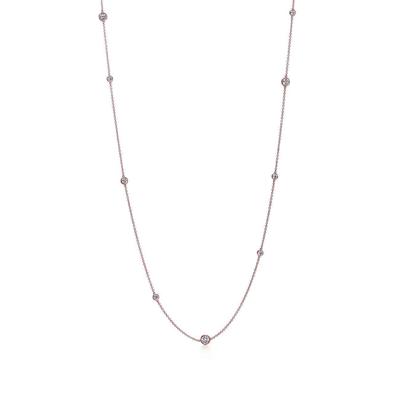 T*f*ny elsa peretti® diamonds by the yard® sprinkle necklace in rose gold with diamonds