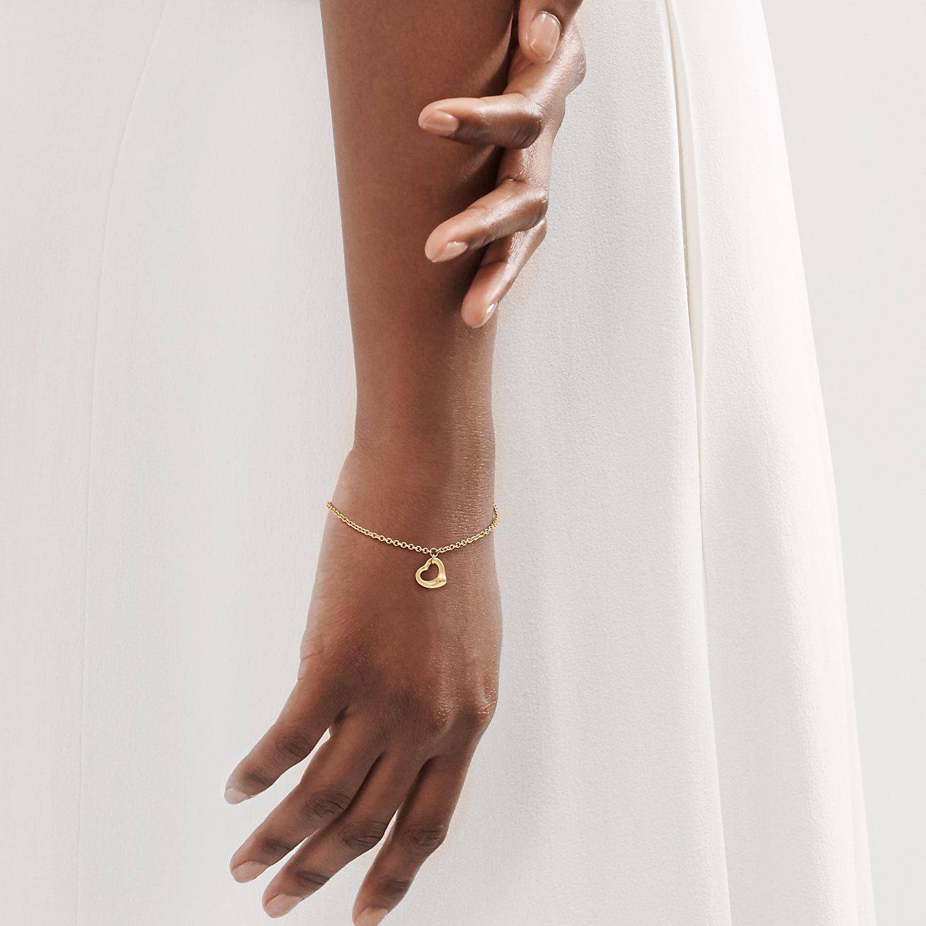 T*f*ny elsa peretti® open heart bracelet in yellow gold, 11 mm