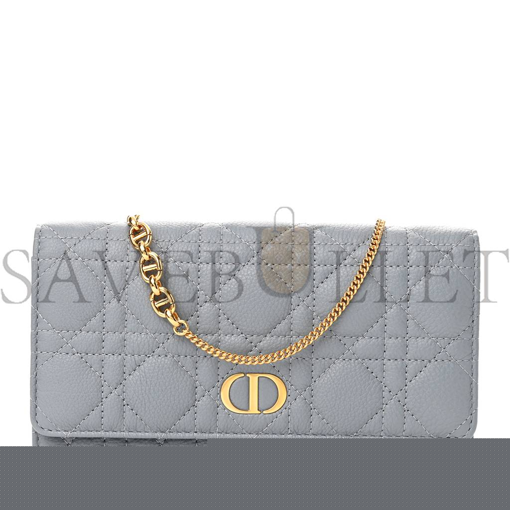 d*or S*pple calfskin caro pouch with chain cloud (20*11*3.2cm)