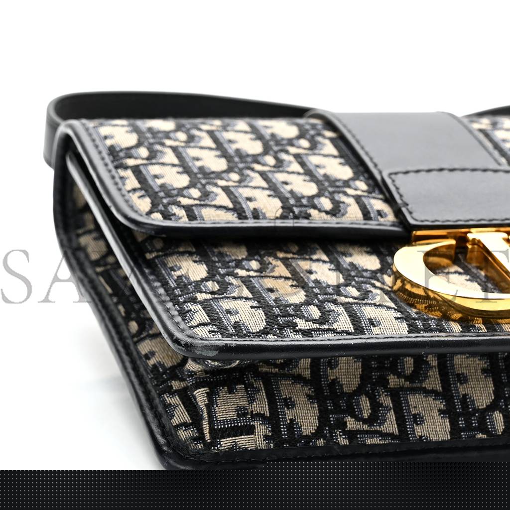 D*or oblique 30 montaigne flap bag blue (24*18*6.4cm)