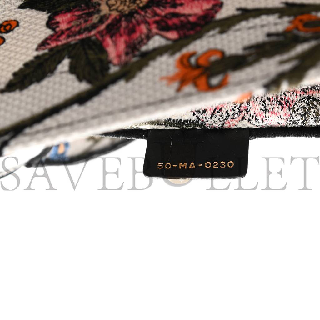 D*or canvas embroidered medium rosa mutabilis book tote multicolor (36*27*16.5cm)