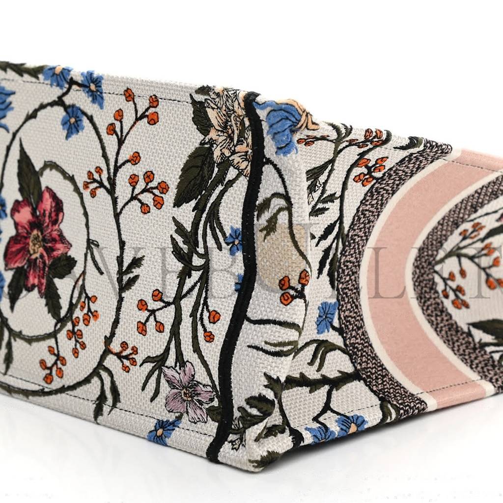 D*or canvas embroidered medium rosa mutabilis book tote multicolor (36*27*16.5cm)