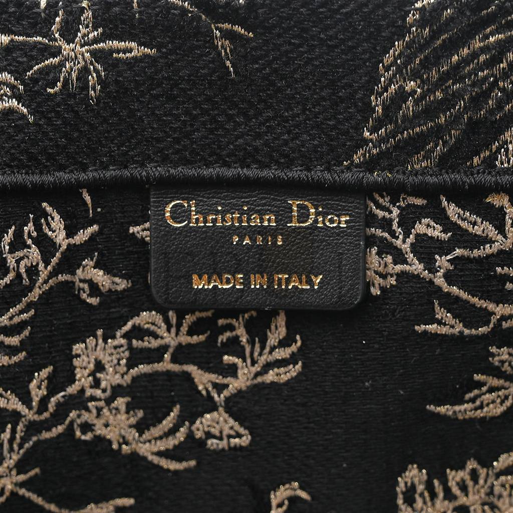 D*or velvet embroidered large book tote black gold (42*34*16.5cm)