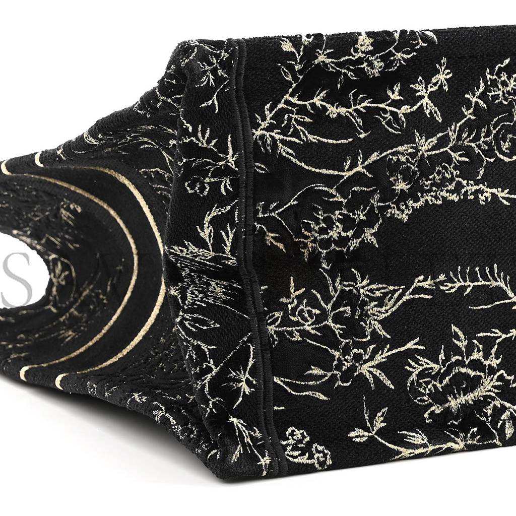D*or velvet embroidered large book tote black gold (42*34*16.5cm)