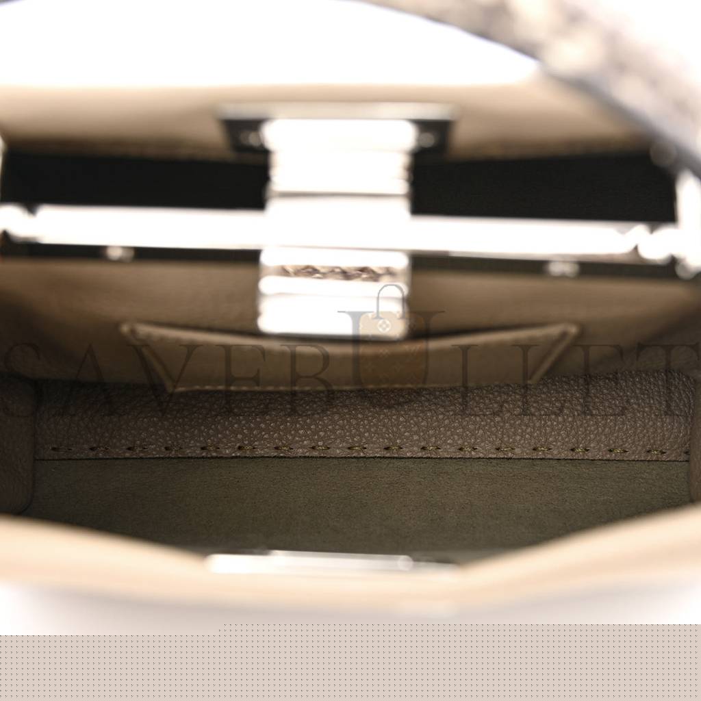 F**di cuoio romano python selleria mini peekaboo iconic satchel corda white (23*18*11cm)