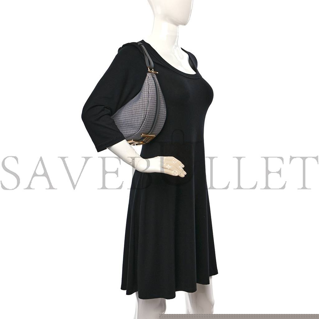 F**di wool houndstooth small F**digraphy hobo bag grigio anthracite (28*23*8cm)