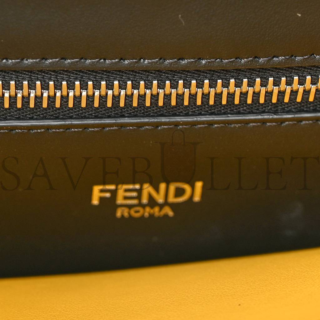 F**di cuoio romano vitello grace light glazed fabric bi-color ff 1974 mini peekaboo i see u satchel black (25*20*9cm)