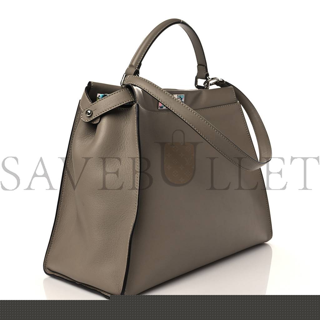 F**di vitello seta plexiglass granite large peekaboo iconic satchel tortora (40*29*17cm)