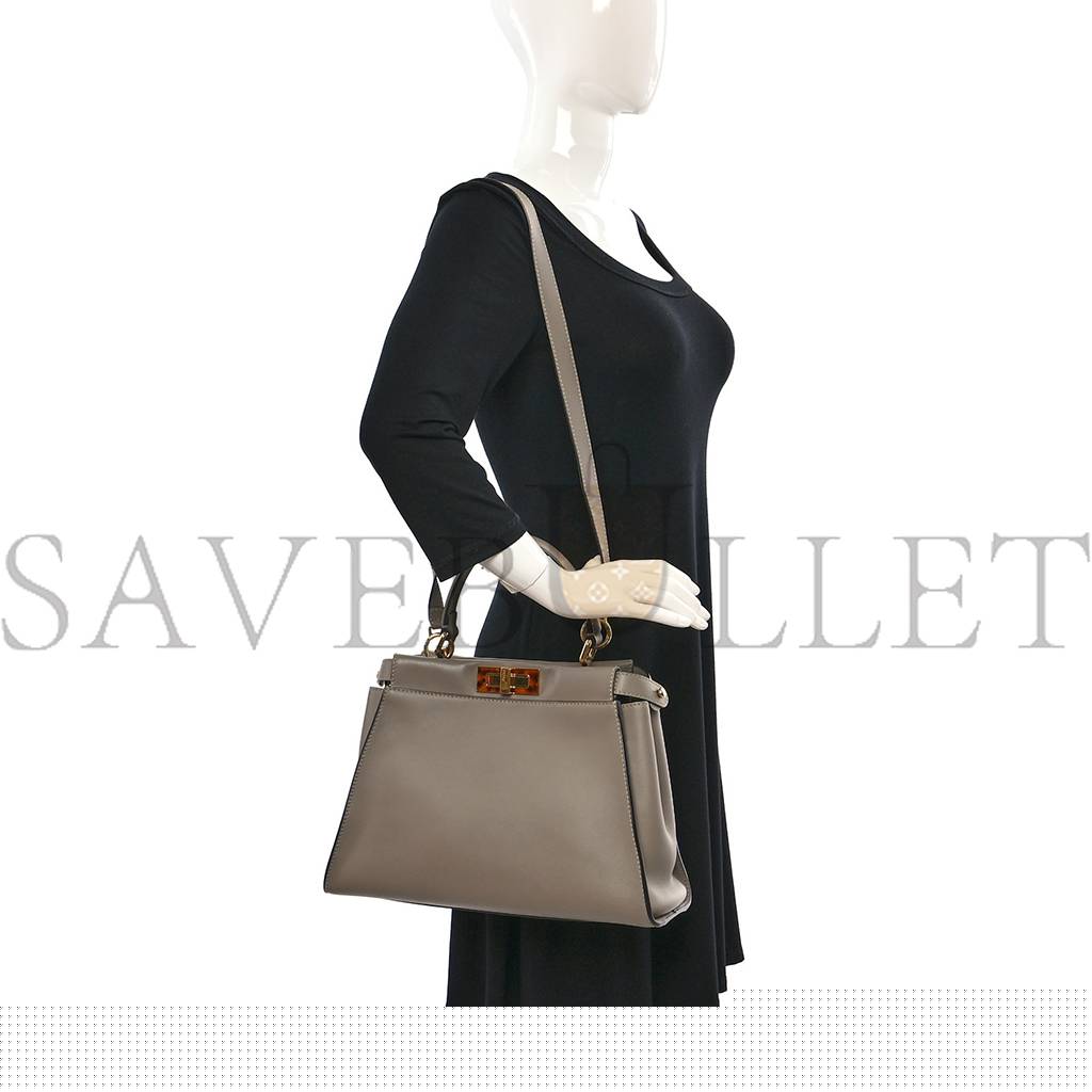 F**di vitello seta plexiglass tortoise medium peekaboo iconic satchel tortora (33*25*13cm)